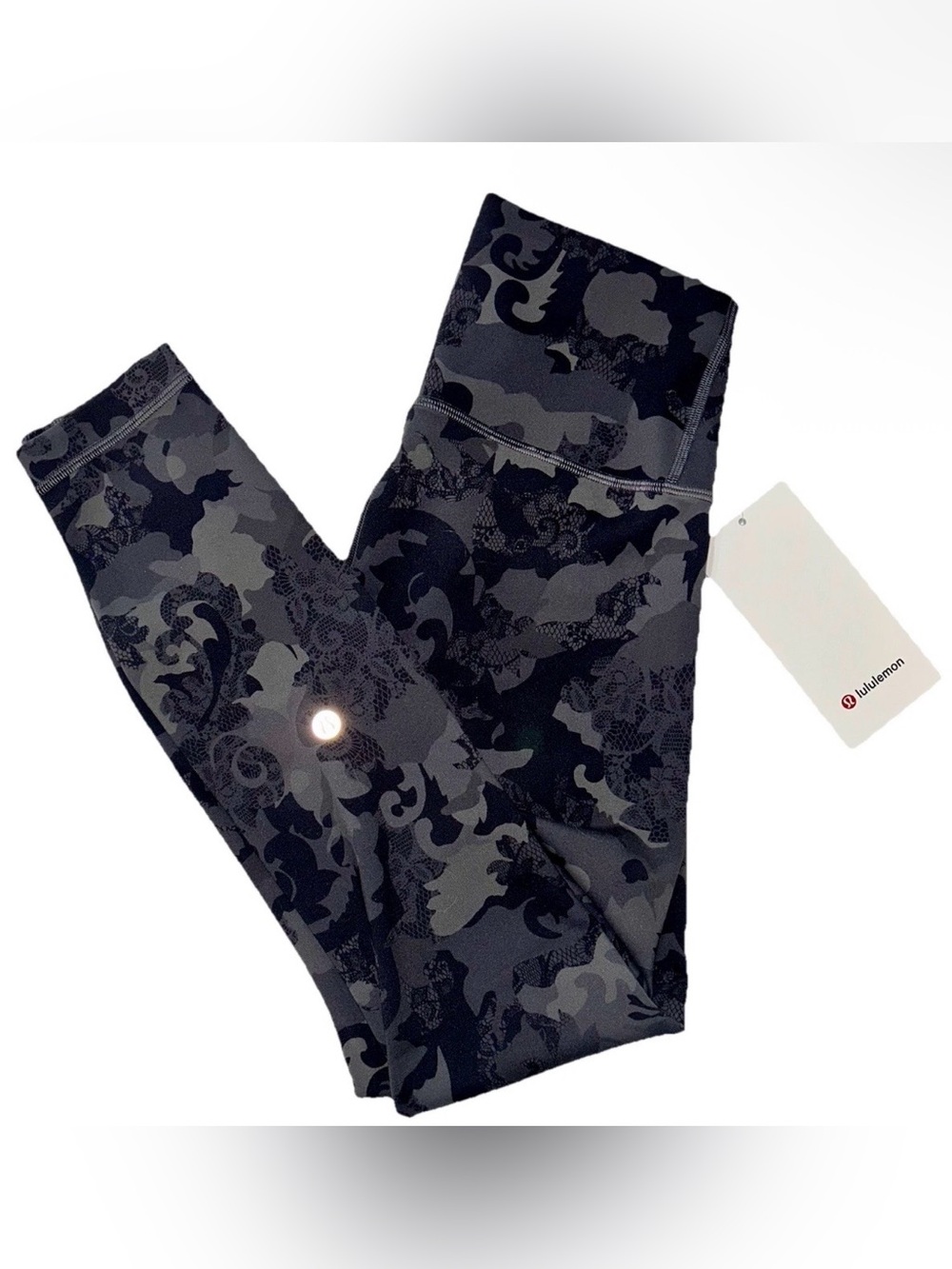 NWT•LULULEMON•SIZE 4•WUNDER TRAIN HIGH RISE 25”L PANT•HIDDEN HERITAGE LACE BLACK
